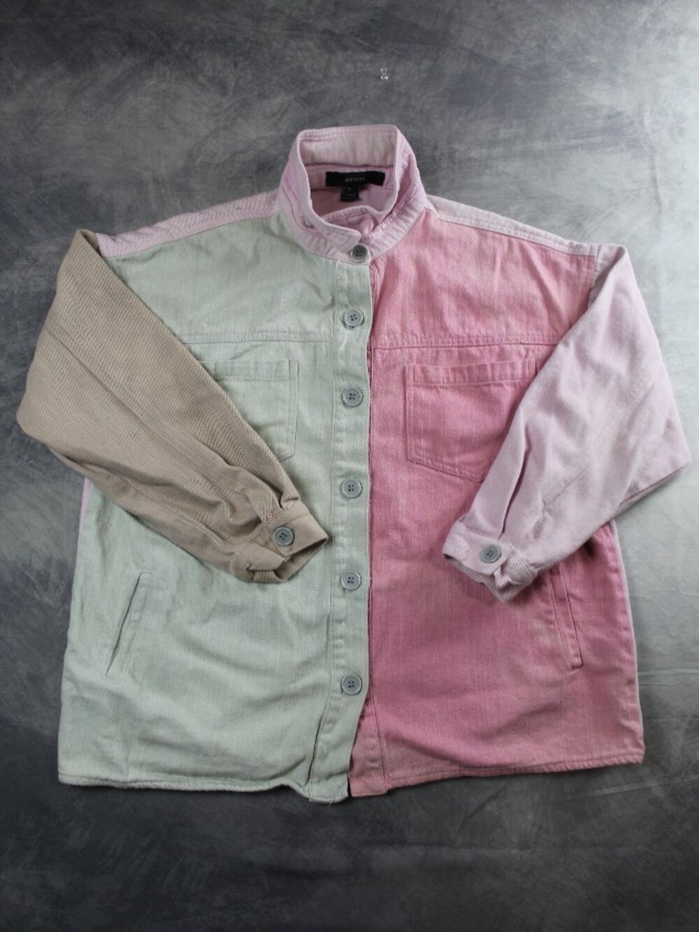 Forever 21 Colorblock Pastel Corduroy Button-Up Oversized Shirt Jacket Size S